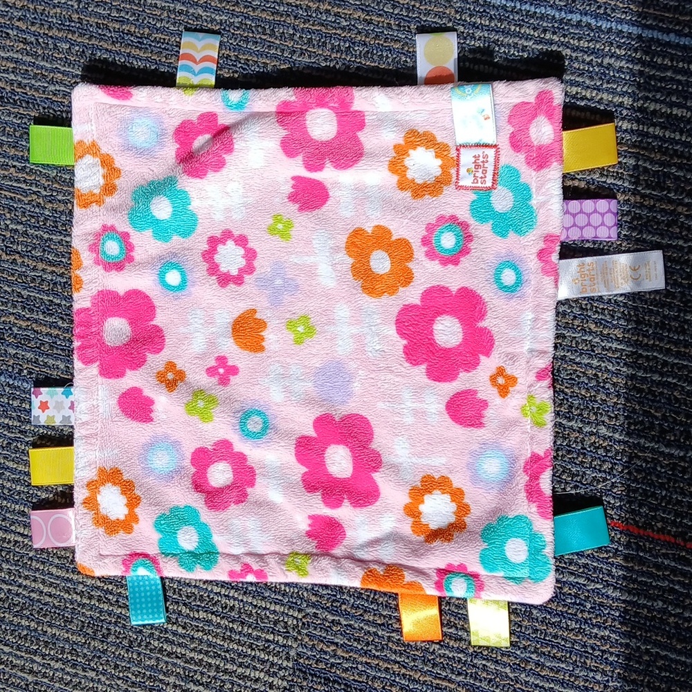 Bright Starts Taggies Lovey Baby Square Sensory Flower Print Soft